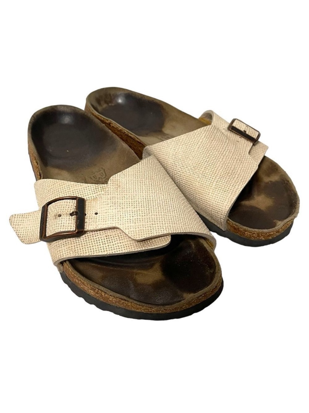 BIRKENSTOCK Birki’s Madrid Big Buckle Vegan Eggshell Canvas Sandals 8